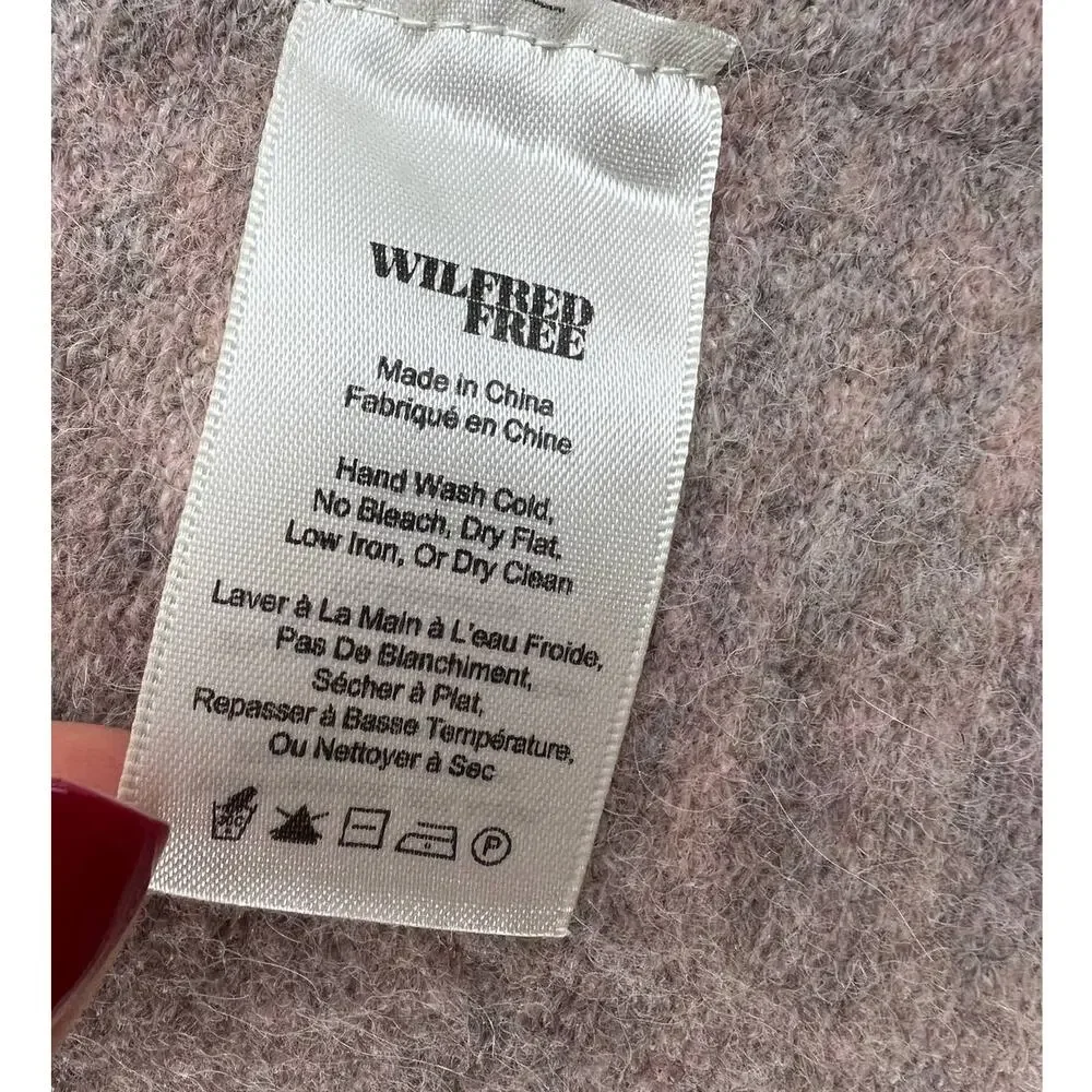 Wilfred Free GiGi Wrap Cardigan Pink Fuzzy Knit Long Sleeve Wool Alpaca Small S
